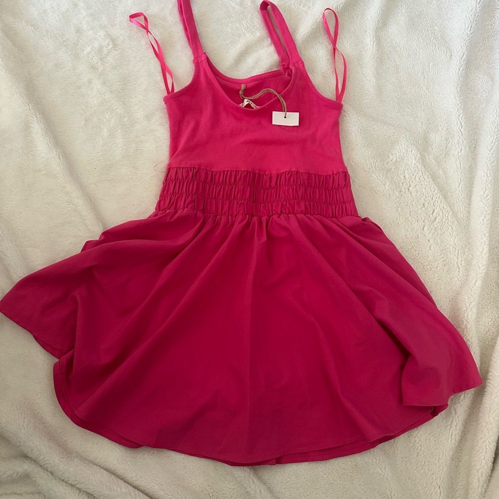 Pink Smocked Tiered Sundress